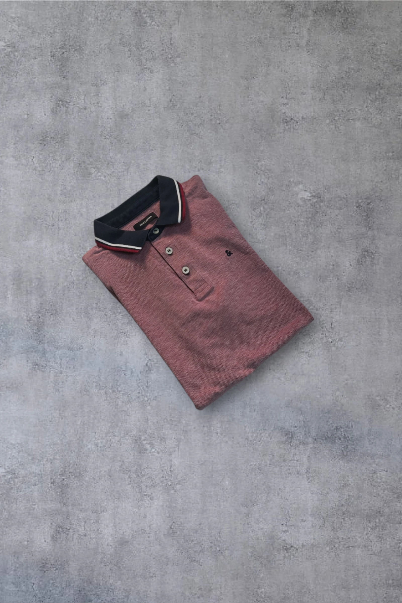 | Polo Jack & Jones Homem | Cor Rosa Mesclada | Gola Tipping Marinho Vintage | Tamanho M | – photo 2